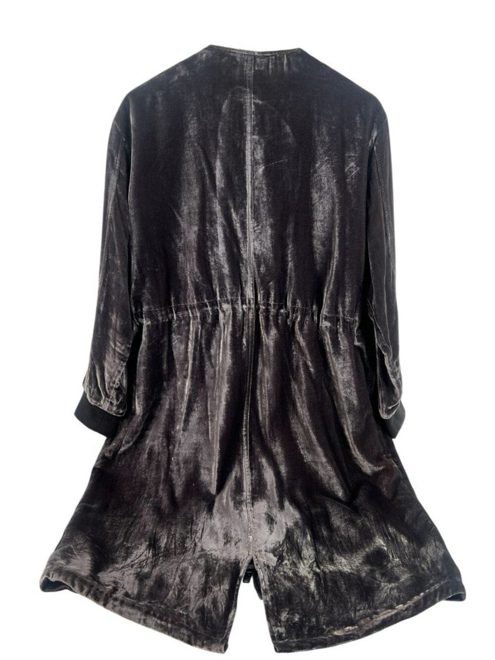 Gap Silky Velvet Midi Bomber Jacket Color Pavement Grey Size M - Picture 5 of 7